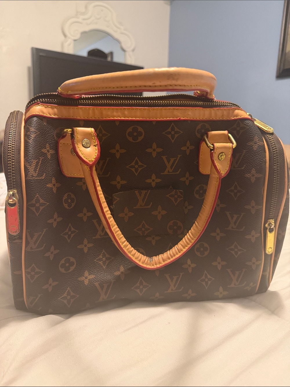 Louis Vuitton Monogram Canvas Handheld Satchel in Brown and Tan